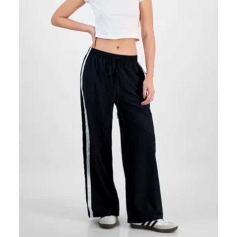 Hippie Rose Juniors' SideStripe WideLeg Track Pants Black XL
